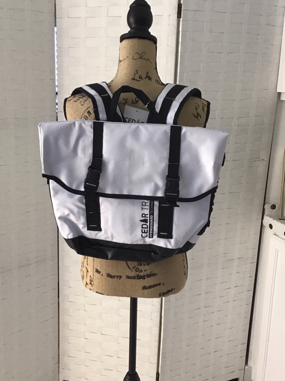 White and Black Men's Cooler Backpack can hold 24 cans